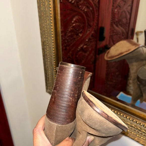 *ALL LEATHER* Genuine suede/leather stacked heel distressed Sam Edelman boots - Picture 7 of 16